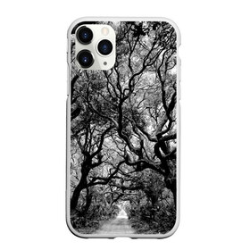 Чехол для iPhone 11 Pro матовый с принтом Деревья в Белгороде, Силикон |  | black   white | crown | curly | forest | park | path | photo | thick | trees | деревья | дорожка | дремучий | крона | кудрявая | лес | парк | фото | черно   белое