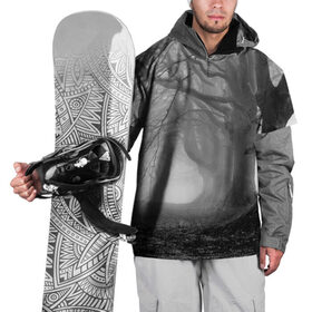 Накидка на куртку 3D с принтом Туман в лесу в Белгороде, 100% полиэстер |  | black   white | fog | forest | morning | photo | silhouette | trees | деревья | лес | силуэт | туман | утро | фото | черно   белое