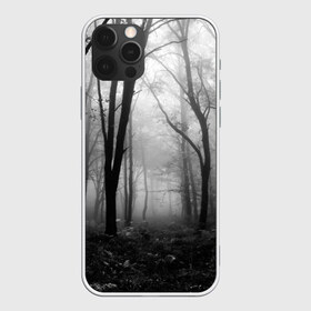 Чехол для iPhone 12 Pro Max с принтом Туман в лесу в Белгороде, Силикон |  | black   white | fog | forest | morning | photo | silhouette | trees | деревья | лес | силуэт | туман | утро | фото | черно   белое