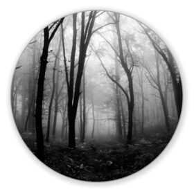 Коврик круглый с принтом Туман в лесу в Белгороде, резина и полиэстер | круглая форма, изображение наносится на всю лицевую часть | black   white | fog | forest | morning | photo | silhouette | trees | деревья | лес | силуэт | туман | утро | фото | черно   белое