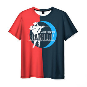 Мужская футболка 3D с принтом Biathlon worldcup в Белгороде, 100% полиэфир | прямой крой, круглый вырез горловины, длина до линии бедер | biathlon | биатлон | гонка | зимний спорт | кубок мира | олимпиада | спорт | спринт | чемпионат | чемпионат мира | эстафета