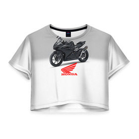 Женская футболка 3D укороченная с принтом Honda 3 в Белгороде, 100% полиэстер | круглая горловина, длина футболки до линии талии, рукава с отворотами | honda | moto | мото | мотоцикл | мотоциклы | хонда