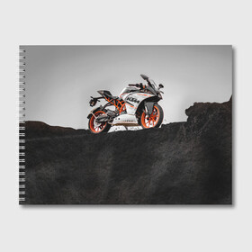 Альбом для рисования с принтом KTM 5 в Белгороде, 100% бумага
 | матовая бумага, плотность 200 мг. | ktm | moto | катээм | ктм | мото | мотоцикл | мотоциклы