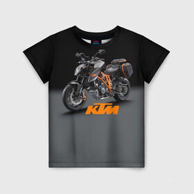 Детская футболка 3D с принтом KTM 4 в Белгороде, 100% гипоаллергенный полиэфир | прямой крой, круглый вырез горловины, длина до линии бедер, чуть спущенное плечо, ткань немного тянется | ktm | moto | катээм | ктм | мото | мотоцикл | мотоциклы