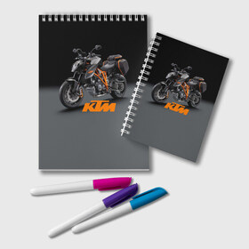 Блокнот с принтом KTM 4 в Белгороде, 100% бумага | 48 листов, плотность листов — 60 г/м2, плотность картонной обложки — 250 г/м2. Листы скреплены удобной пружинной спиралью. Цвет линий — светло-серый
 | ktm | moto | катээм | ктм | мото | мотоцикл | мотоциклы