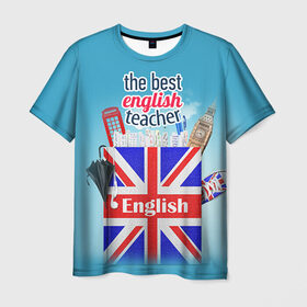 Мужская футболка 3D с принтом Учителю Английского языка в Белгороде, 100% полиэфир | прямой крой, круглый вырез горловины, длина до линии бедер |  английский | день учителя | педагог | учитель | язык