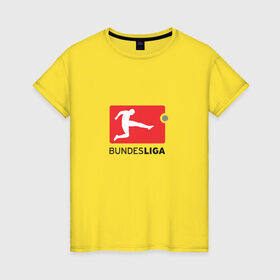 Женская футболка хлопок с принтом Бундеслига в Белгороде, 100% хлопок | прямой крой, круглый вырез горловины, длина до линии бедер, слегка спущенное плечо | bundesliga | бавария | боруссия | германия | футбол