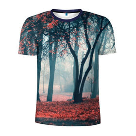 Мужская футболка 3D спортивная с принтом Осень в Белгороде, 100% полиэстер с улучшенными характеристиками | приталенный силуэт, круглая горловина, широкие плечи, сужается к линии бедра | autumn | bright | colors | forest | paint | trees | деревья | краски | лес | осень | цвета | яркие