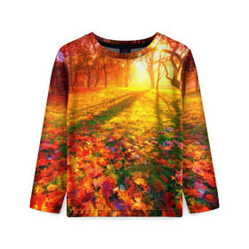 Детский лонгслив 3D с принтом Осень в Белгороде, 100% полиэстер | длинные рукава, круглый вырез горловины, полуприлегающий силуэт
 | autumn | bright | colors | forest | trees | деревья | краски | лес | лучи | осень | солнце | цвета | яркие