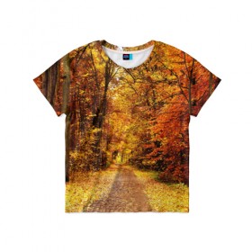 Детская футболка 3D с принтом Осень в Белгороде, 100% гипоаллергенный полиэфир | прямой крой, круглый вырез горловины, длина до линии бедер, чуть спущенное плечо, ткань немного тянется | autumn | bright | colors | forest | paint | trees | деревья | краски | лес | осень | цвета | яркие