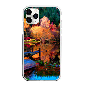 Чехол для iPhone 11 Pro Max матовый с принтом Осень в Белгороде, Силикон |  | autumn | boat | bright | colors | forest | paint | river | trees | деревья | краски | лес | лодка | осень | река | цвета | яркие