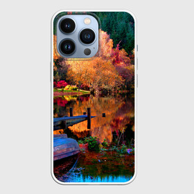 Чехол для iPhone 13 Pro с принтом Осень в Белгороде,  |  | autumn | boat | bright | colors | forest | paint | river | trees | деревья | краски | лес | лодка | осень | река | цвета | яркие