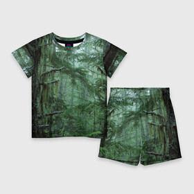 Детский костюм с шортами 3D с принтом Дремучий лес в Белгороде,  |  | camouflage | dense | fog | forest | spruce | tree | дремучий | ёлка | ельник | камуфляж | лес | маскировка | туман