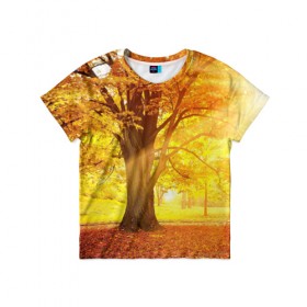 Детская футболка 3D с принтом Осень в Белгороде, 100% гипоаллергенный полиэфир | прямой крой, круглый вырез горловины, длина до линии бедер, чуть спущенное плечо, ткань немного тянется | autumn | bright | colors | forest | paint | trees | деревья | краски | лес | осень | цвета | яркие