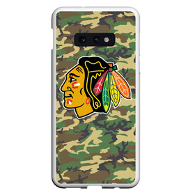 Чехол для Samsung S10E с принтом Blackhawks Camouflage в Белгороде, Силикон | Область печати: задняя сторона чехла, без боковых панелей | camouflage | chicago blackhawks | hockey | nhl | нхл | хоккей