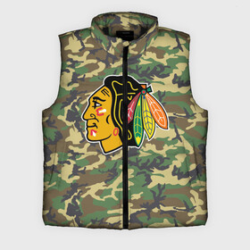 Мужской жилет утепленный 3D с принтом Blackhawks Camouflage в Белгороде,  |  | camouflage | chicago blackhawks | hockey | nhl | нхл | хоккей