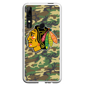 Чехол для Honor P Smart Z с принтом Blackhawks Camouflage в Белгороде, Силикон | Область печати: задняя сторона чехла, без боковых панелей | Тематика изображения на принте: camouflage | chicago blackhawks | hockey | nhl | нхл | хоккей