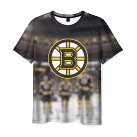 Мужская футболка 3D с принтом Boston Bruins в Белгороде, 100% полиэфир | прямой крой, круглый вырез горловины, длина до линии бедер | бостон | брюинз