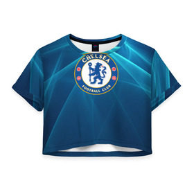 Женская футболка 3D укороченная с принтом Chelsea в Белгороде, 100% полиэстер | круглая горловина, длина футболки до линии талии, рукава с отворотами | chelsea | англия | премьер лига | фанат | футбол | футболист | челси