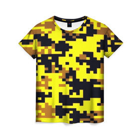 Женская футболка 3D с принтом Пиксели в Белгороде, 100% полиэфир ( синтетическое хлопкоподобное полотно) | прямой крой, круглый вырез горловины, длина до линии бедер | военная тематика | камуфляж | милитари