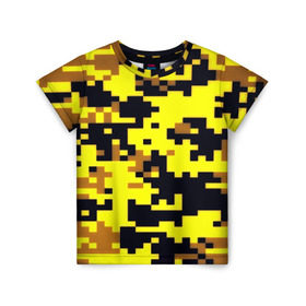 Детская футболка 3D с принтом Пиксели в Белгороде, 100% гипоаллергенный полиэфир | прямой крой, круглый вырез горловины, длина до линии бедер, чуть спущенное плечо, ткань немного тянется | военная тематика | камуфляж | милитари