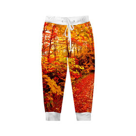 Детские брюки 3D с принтом Осень в Белгороде, 100% полиэстер | манжеты по низу, эластичный пояс регулируется шнурком, по бокам два кармана без застежек, внутренняя часть кармана из мелкой сетки | autumn | bright | colors | forest | paint | trees | деревья | краски | лес | осень | цвета | яркие