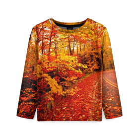 Детский лонгслив 3D с принтом Осень в Белгороде, 100% полиэстер | длинные рукава, круглый вырез горловины, полуприлегающий силуэт
 | autumn | bright | colors | forest | paint | trees | деревья | краски | лес | осень | цвета | яркие