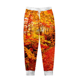Мужские брюки 3D с принтом Осень в Белгороде, 100% полиэстер | манжеты по низу, эластичный пояс регулируется шнурком, по бокам два кармана без застежек, внутренняя часть кармана из мелкой сетки | autumn | bright | colors | forest | paint | trees | деревья | краски | лес | осень | цвета | яркие