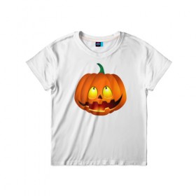 Детская футболка 3D с принтом Хелоуин в Белгороде, 100% гипоаллергенный полиэфир | прямой крой, круглый вырез горловины, длина до линии бедер, чуть спущенное плечо, ткань немного тянется | тыква