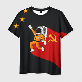 Мужская футболка 3D с принтом Гагарин в Белгороде, 100% полиэфир | прямой крой, круглый вырез горловины, длина до линии бедер | день | космонавтики | космос
