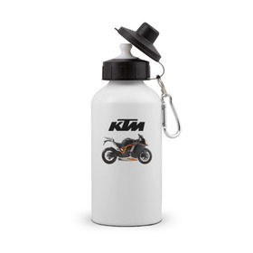 Бутылка спортивная с принтом KTM 6 в Белгороде, металл | емкость — 500 мл, в комплекте две пластиковые крышки и карабин для крепления | Тематика изображения на принте: ktm | moto | катээм | ктм | мото | мотоцикл | мотоциклы