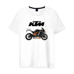 Мужская футболка хлопок с принтом KTM 6 в Белгороде, 100% хлопок | прямой крой, круглый вырез горловины, длина до линии бедер, слегка спущенное плечо. | ktm | moto | катээм | ктм | мото | мотоцикл | мотоциклы
