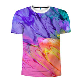 Мужская футболка 3D спортивная с принтом Абстракционизм 6 в Белгороде, 100% полиэстер с улучшенными характеристиками | приталенный силуэт, круглая горловина, широкие плечи, сужается к линии бедра | краска | мазки | разноцветный | яркий