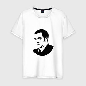 Мужская футболка хлопок с принтом Муслим Магомаев в Белгороде, 100% хлопок | прямой крой, круглый вырез горловины, длина до линии бедер, слегка спущенное плечо. | 