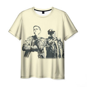 Мужская футболка 3D с принтом Эминем и 50 центов в Белгороде, 100% полиэфир | прямой крой, круглый вырез горловины, длина до линии бедер | 50 cent | 50 центов | eminem | rap | музыка | рэп | эминем