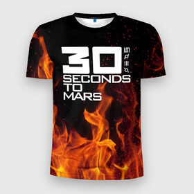Мужская футболка 3D спортивная с принтом 30 seconds to mars fire в Белгороде, 100% полиэстер с улучшенными характеристиками | приталенный силуэт, круглая горловина, широкие плечи, сужается к линии бедра | jared leto