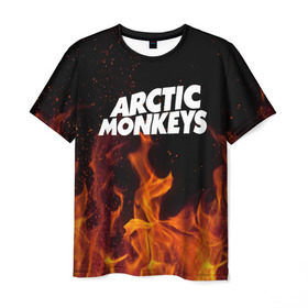 Мужская футболка 3D с принтом Arctic Monkeys fire в Белгороде, 100% полиэфир | прямой крой, круглый вырез горловины, длина до линии бедер | 