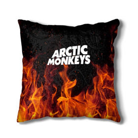 Подушка 3D с принтом Arctic Monkeys fire в Белгороде, наволочка – 100% полиэстер, наполнитель – холлофайбер (легкий наполнитель, не вызывает аллергию). | состоит из подушки и наволочки. Наволочка на молнии, легко снимается для стирки | Тематика изображения на принте: 