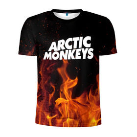 Мужская футболка 3D спортивная с принтом Arctic Monkeys fire в Белгороде, 100% полиэстер с улучшенными характеристиками | приталенный силуэт, круглая горловина, широкие плечи, сужается к линии бедра | 