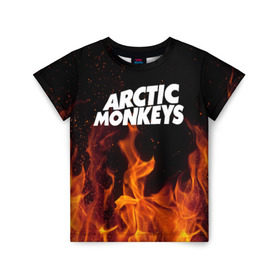 Детская футболка 3D с принтом Arctic Monkeys fire в Белгороде, 100% гипоаллергенный полиэфир | прямой крой, круглый вырез горловины, длина до линии бедер, чуть спущенное плечо, ткань немного тянется | 