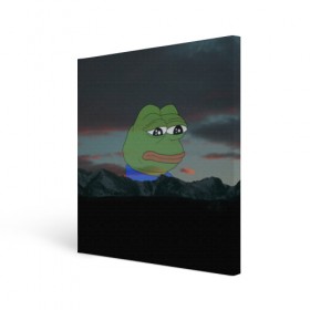 Холст квадратный с принтом Sad frog в Белгороде, 100% ПВХ |  | pepe | пепе