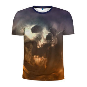 Мужская футболка 3D спортивная с принтом Doom в Белгороде, 100% полиэстер с улучшенными характеристиками | приталенный силуэт, круглая горловина, широкие плечи, сужается к линии бедра | Тематика изображения на принте: doom | skull | slayer | палач | скелет | череп