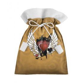 Подарочный 3D мешок с принтом Сердце с крыльями в Белгороде, 100% полиэстер | Размер: 29*39 см | граффити | тату
