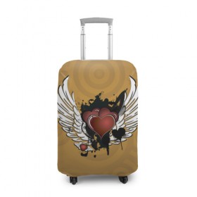 Чехол для чемодана 3D с принтом Сердце с крыльями в Белгороде, 86% полиэфир, 14% спандекс | двустороннее нанесение принта, прорези для ручек и колес | граффити | тату