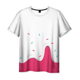 Мужская футболка 3D с принтом KREME (original design) в Белгороде, 100% полиэфир | прямой крой, круглый вырез горловины, длина до линии бедер | cherry | cream | design | red | sugar | vanilla | white | вишня | яркое