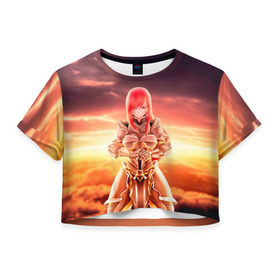 Женская футболка 3D укороченная с принтом Fairy Tail в Белгороде, 100% полиэстер | круглая горловина, длина футболки до линии талии, рукава с отворотами | fairy tail | хвост феи