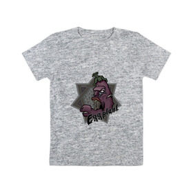 Детская футболка хлопок с принтом ЗомбиБаклажан в Белгороде, 100% хлопок | круглый вырез горловины, полуприлегающий силуэт, длина до линии бедер | Тематика изображения на принте: арт | баклажан | веган | звезда | зомби | мультик | овощи | череп