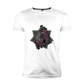 Мужская футболка премиум с принтом ЗомбиБаклажан в Белгороде, 92% хлопок, 8% лайкра | приталенный силуэт, круглый вырез ворота, длина до линии бедра, короткий рукав | арт | баклажан | веган | звезда | зомби | мультик | овощи | череп