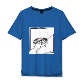 Мужская футболка хлопок Oversize с принтом Превращение Замзы в Белгороде, 100% хлопок | свободный крой, круглый ворот, “спинка” длиннее передней части | арт | грегор замза | кафка | линии | превращение | таракан | черно белый | яблоко