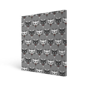 Холст квадратный с принтом Злые котики в Белгороде, 100% ПВХ |  | Тематика изображения на принте: дьявол | звезда | кот | котик | кошка | милота | пентаграмма | серый | юмор